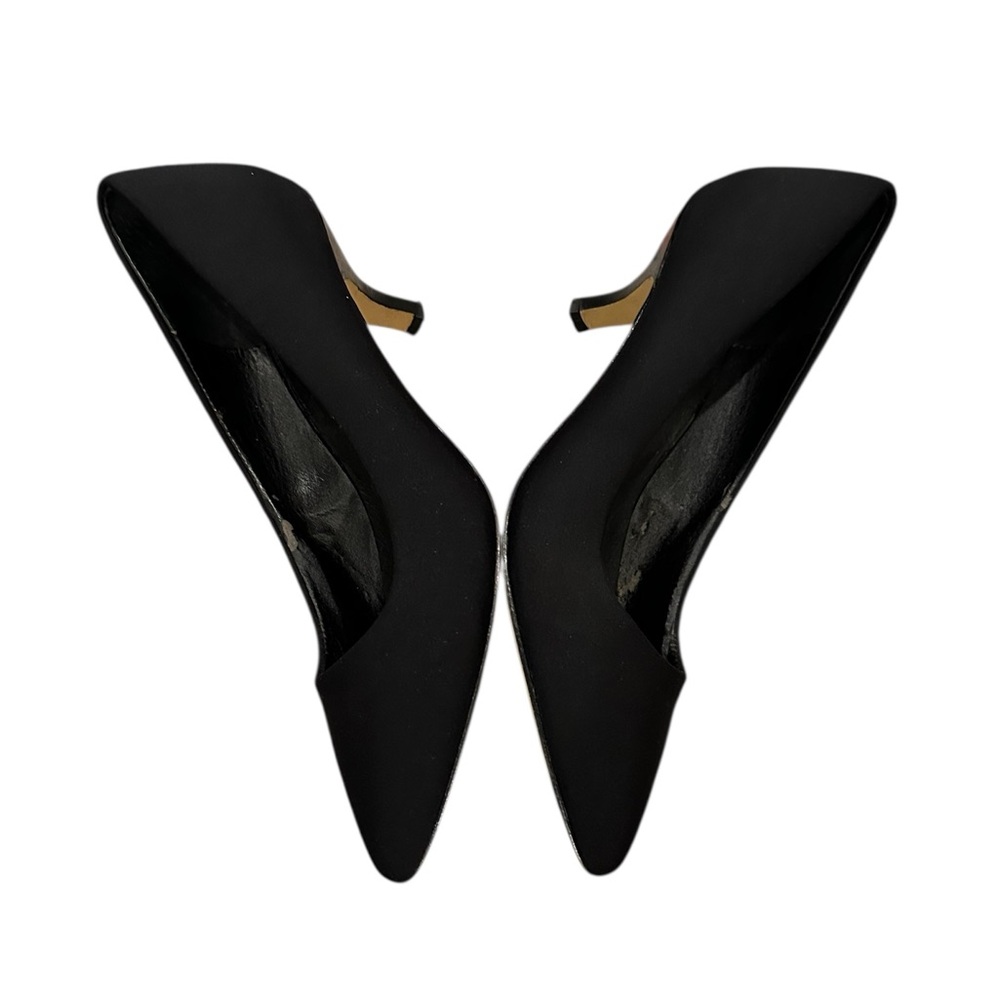 Donald J. Pliner Classic Black Fabric Leather Sole Kitten Heels Shoes Size 8 - Picture 4 of 13